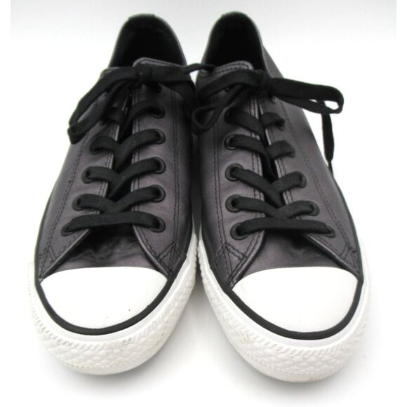 CONVERSE All Star Metallic Gray Leather Chuck Taylor Sneakers 544924C Shoes Sz 9 - Picture 2 of 7